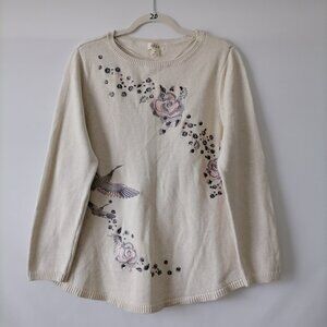 Style & Co. Cream Sweater with Pink Floral Design